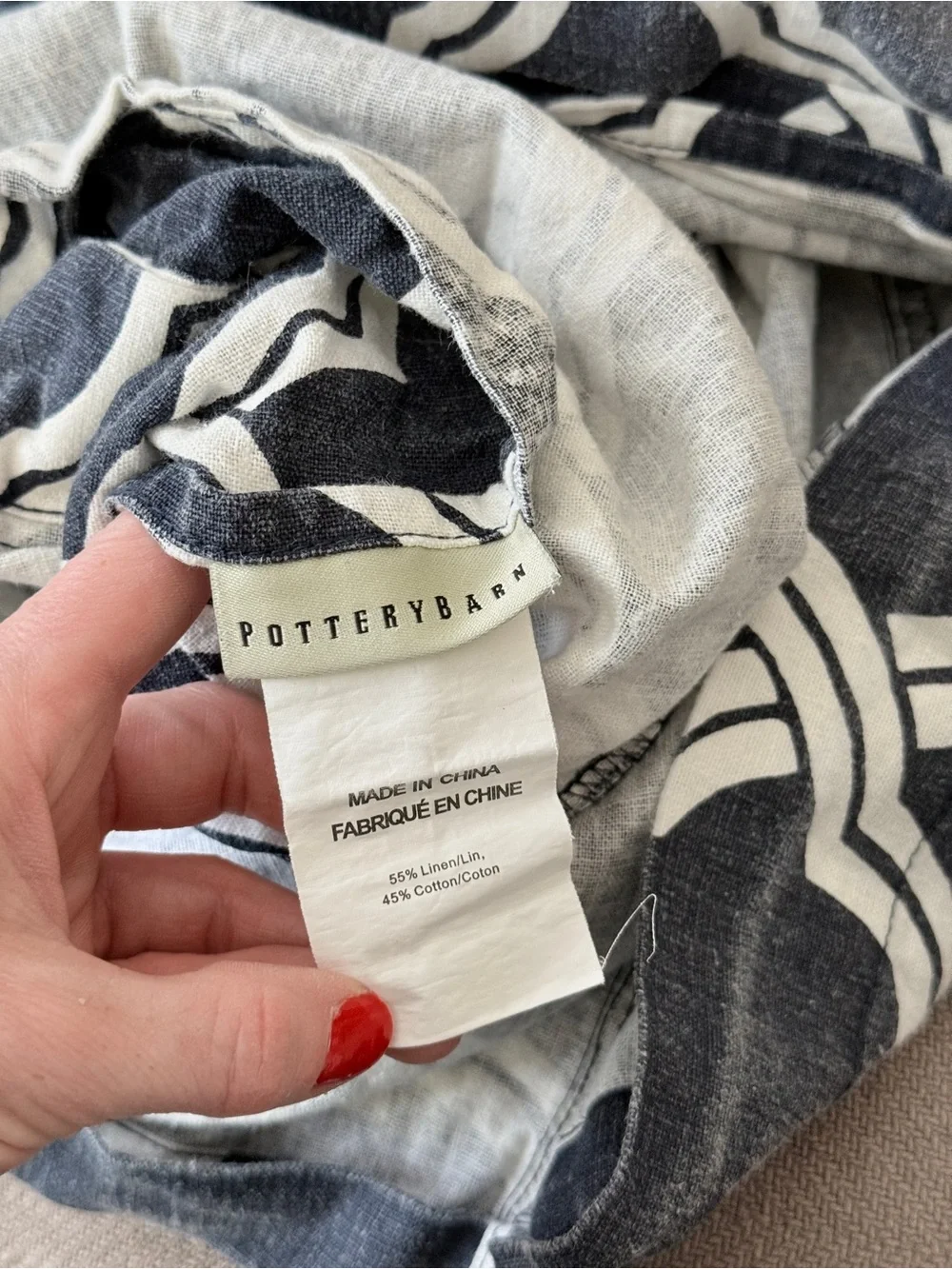 Pottery Barn Kendra Trellis King Size Duvet & Matching Shams Navy Blue White